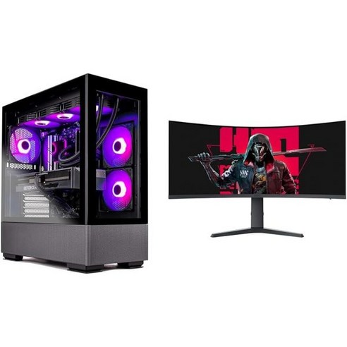 Skytech 게이밍 Azure 게이밍 PC 데스크톱 - AMD Ryzen 7 7700X 4.5GHz NVIDIA RTX 4070 및 Acer Nitro KG241Y Sbii, Desktop + 34 Inch Monitor, 12700F | 4070 Ti