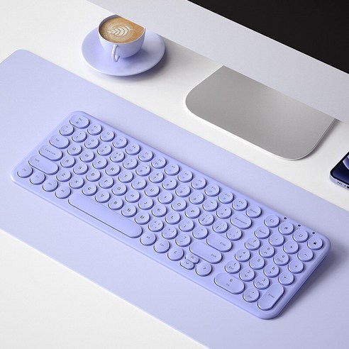 [시요] 2.4G 무선 자동 키보드 인체 공학적 마우스 라운드 keycap 키보드 게임 마우스 맥북 프로 노트북 컴퓨터 키보드 마우스, keyboardpurple, 하나, 하나