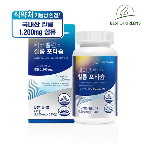 베스트오브그린 워터밸런스 칼륨 포타슘 1200mg, 1개, 120정