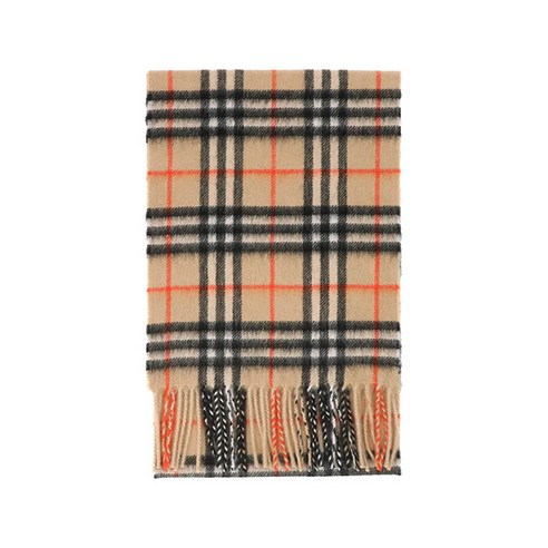 따뜻함과 스타일의 완벽한 조화: 버버리 체크 캐시미어 프린지 머플러