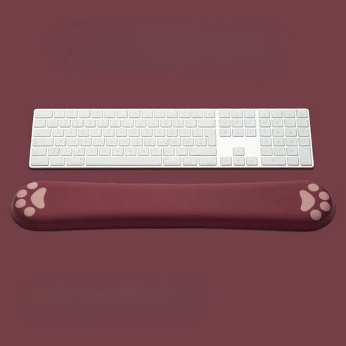 프라홈 고양이 발바닥 키보드 패드 실리콘 마우스 손목보호대 팜레스트, 와인 키보드패드46cm, 1개
