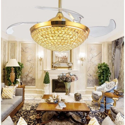  여름 작은 천장 선풍기 작은 미니 산들 바람 기숙사 학생 모기장 침대 음소거 선풍기 가정용 P6841107, 蓝五叶扇轻音升级＋3米延长线 [总线长3.8米] 천장형 천장실링팬 선풍기 유럽 천장 램프 크리스탈 침실 식당 보이지 않는 모던 홈 샹들리에, 골드_remote control