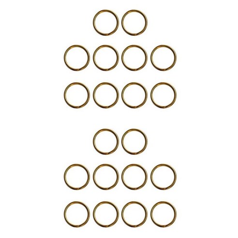 20x 황동 분할 키 링 루프 후프 홀더 15mm/12mm 라운드 서클 점프 링, 골드, 15 12mm