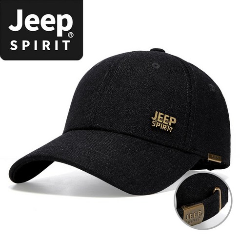 JEEP SPIRIT 캐주얼 야구 모자 CA0602 + 모던프로 정품 인증 스티커, 블랙