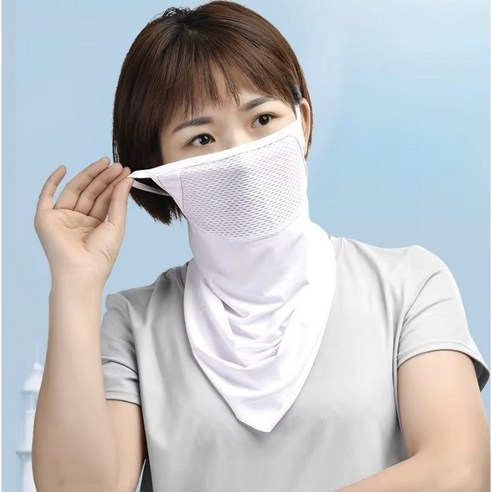 바이해랑 쿨 자외선차단마스크 골프마스크 자전거마스크, 1개, 화이트