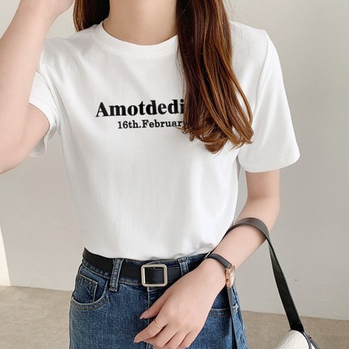 편안하고 세련된 여름을 위한 아히쥬 여성 인스피 프린팅 반팔 면티