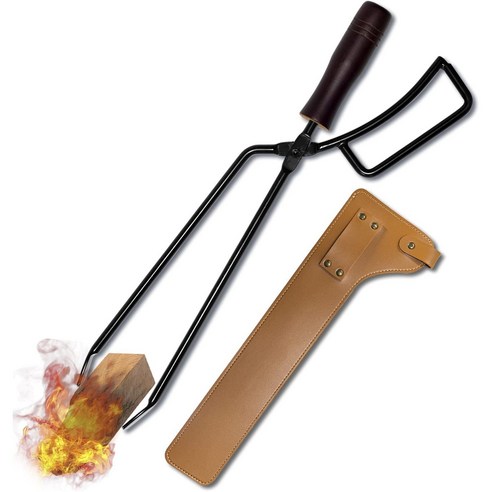 Moyot 캠핑용 바베큐 도구 숯 집게 화로 집게 가죽커버 포함, 무쇠