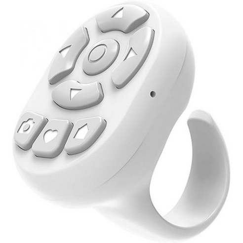 Scrolling Ring for iPhone Fingertip Wireless Bluetooth Remote Control Video Page Turner Camera Shu, White