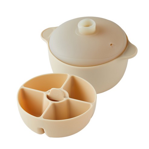 잼먹 이유식 미니 찜기 800ml, 베이지, 1개, 칸막이세트