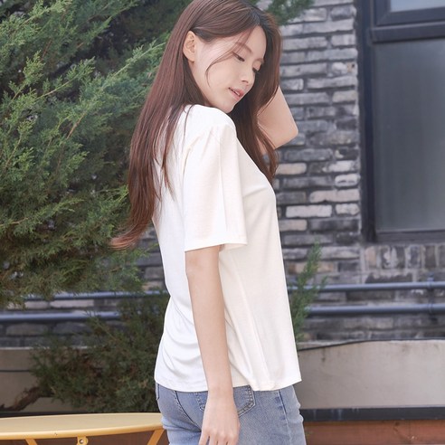 사계절 스타일 필수 아이템: 더블랑 무지 찰랑 스판 라운드넥 반팔 티셔츠 2P