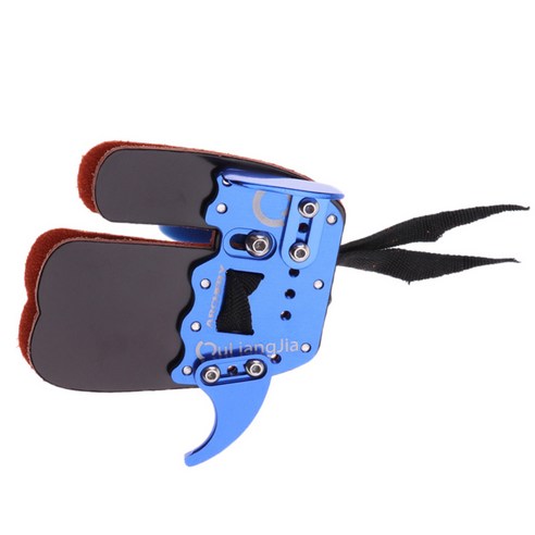 SJSHOP 암소 가죽 양궁 활 손가락 탭 수호자 슈팅 손가락 가드 키트, 8x7cm, 합금 암소 가죽, 블루