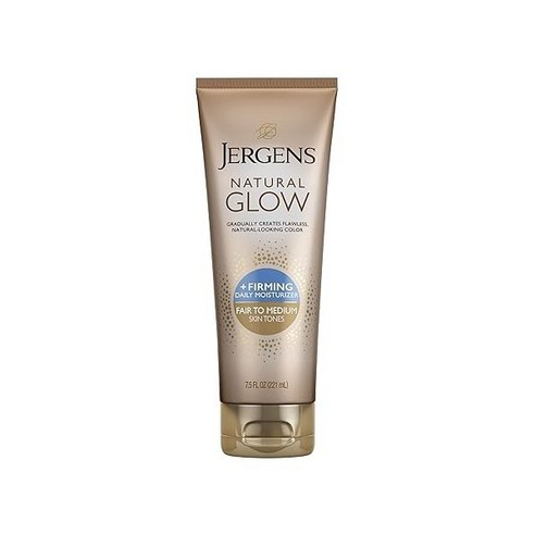 Jergens Natural Glow ＋FIRMING 셀프 태너 선리스 태닝 로션 맑고 중간 피부 톤을 위한 안티 셀룰라이트 퍼밍 바디 로션 자연스러워 보이는 피부를 위한 안티 셀룰라이트 퍼밍 바디 로션, 7.5 Fl Oz, 7.5 Fl Oz [Pack