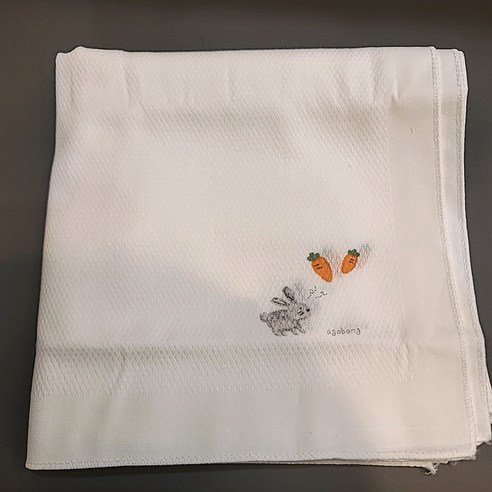 사랑스러운 아기 피부를 위한 무형광 순면 100% 아가방 토끼 나염 엠보 손수건 세트