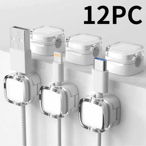바라츠 마그네틱 케이블 홀더 usb 선정리 홀더 6개, 화이트*2세트
