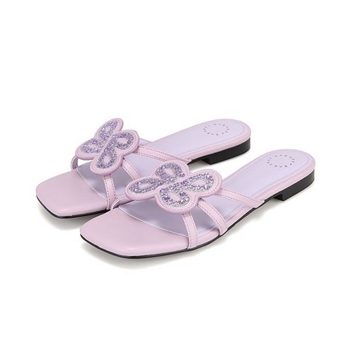 바바라 양가죽 B시그니처 장식 여성 플랫 샌들 1cmBBH331PR