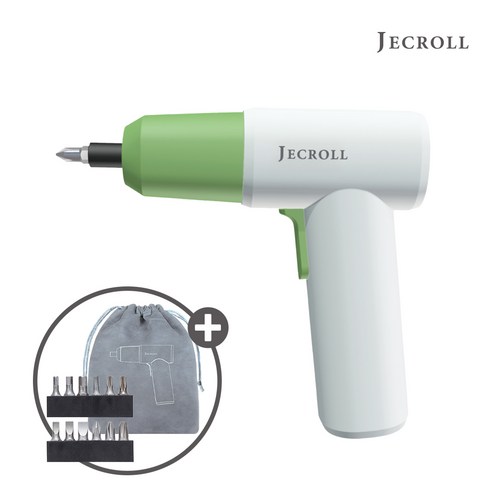 제크롤 3.7V 무선 전동 드라이버 DW-107GR / 12종비트 LED터치 저소음 C타입 USB충전 그린, 1개