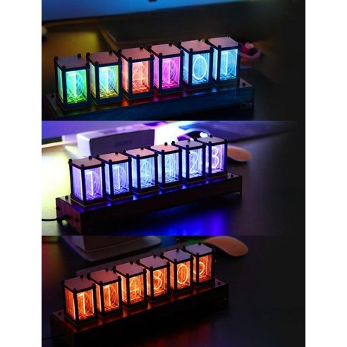 진공관시계 레트로 감성 Gixie Clock 진공관 라이트 무드등 탁상시계, A