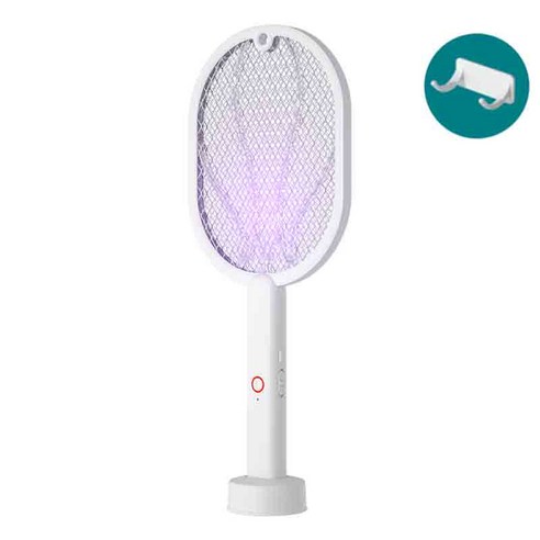 에미바 충전식 LED 가쯔 벌레 퇴치 휴대용 스마트 전기모기채H013, 화이트