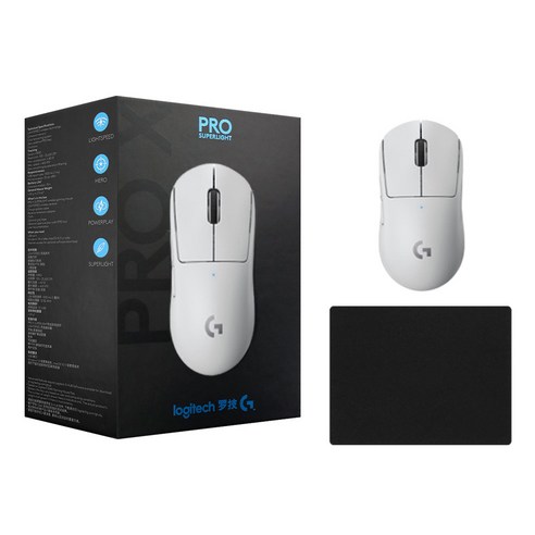 로지텍 지슈라 G PRO X SUPERLIGHT 게이밍 무선 마우스 병행 정품박스 + 스토리링크 마우스패드, 지슈라 (화이트) + 스링 마우스패드