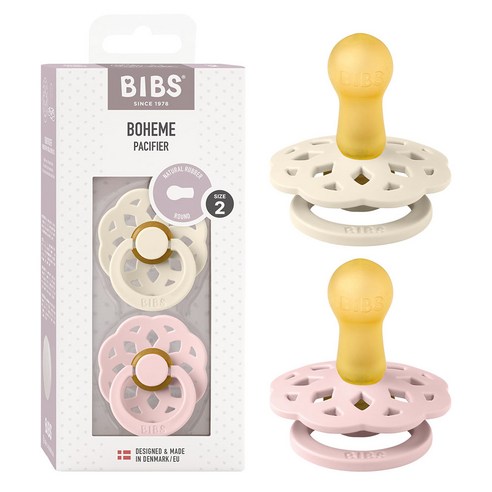 빕스 보헴 고무 쪽쪽이 2개입 세트, 2단계(6~18개월), 아이보리&블러썸