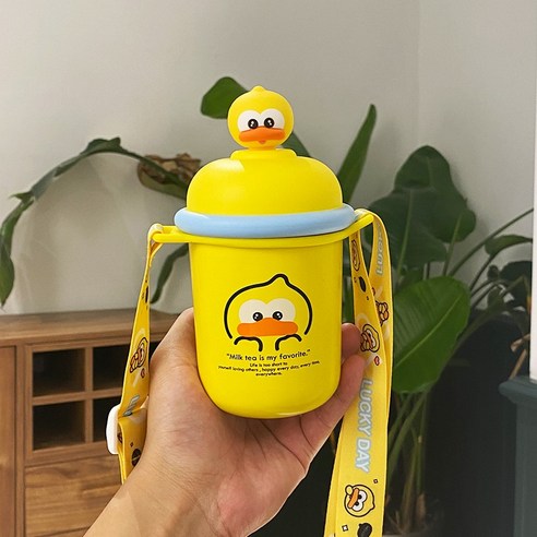 ZZJJC 아이디어 보온병 아이디어 텀블러 아웃도어 보온병, 노란색, 350ml