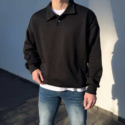 편안함과 스타일을 兼備한 고급스러운 데일리룩 필수 아이템, [기모] 남성용 카라 맨투맨