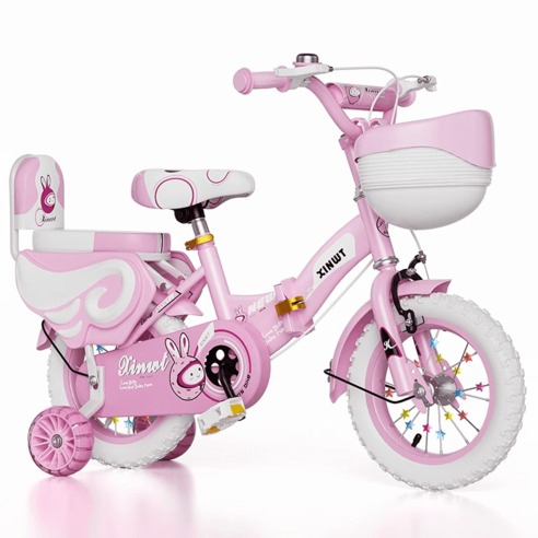 네발자전거 보조바퀴 12 14 16 18인치 보조의자 선물, 하늘색흰색타이어접이식허머플래싱휠가드레일12인치, 1개