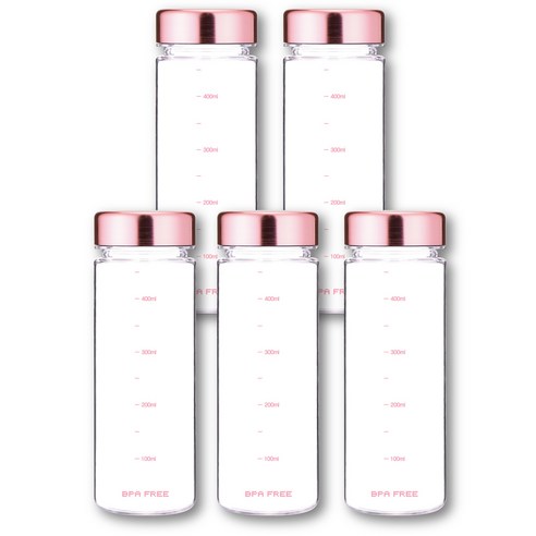 눈금 트라이탄 보틀 컬러메탈캡 물병 5p, 핑크 500ml (5개입), 5개