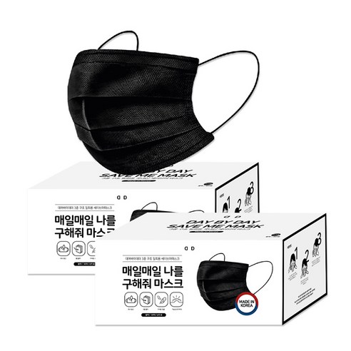 MAME 국산 마스크 데이바이데이 세이브미 마스크 대형 100매, 블랙