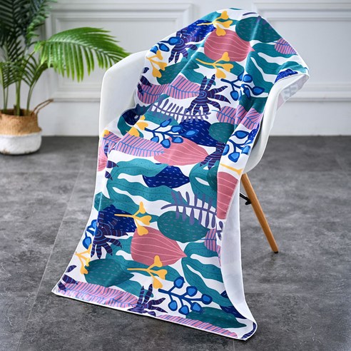 락인 대형 비치타올 바캉스 비치타월 극세사, 150cm*70cm, 08 해초, 1개