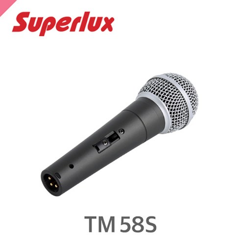 수퍼럭스 TM58S 다이나믹 보컬마이크 스위치타입 Vocal Microphone, 1개