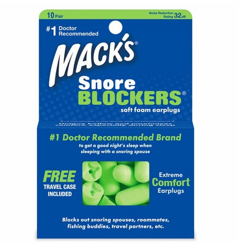 Macks 스노어블락커 수면귀마개 그린 + 케이스, 1개