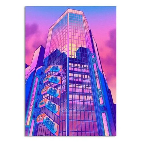 QIZITENG 시티 다이아몬드 페인팅 스트리트 뷰 미라지 장식 벽 아트 모자이크 크로스 카와이 방 장식, 136) XBG46...