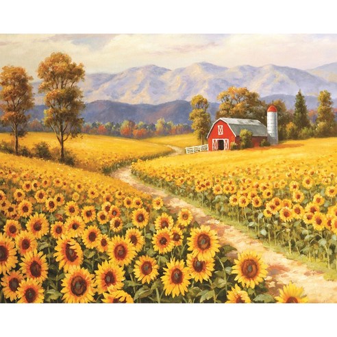 호우맘 액자 캔버스형 보석십자수 DIY 키트 40 x 50 cm, 1개, HM-101해바라기