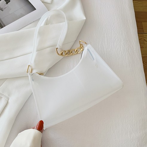 KORELAN 트렌드 투명 가방 여자 2022 여름 젤리 숄더백 pvc 패션 비치백 대용량 겨드랑이 가방 최신 모델