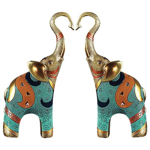 수지 코끼리 동상 코끼리 조각 선반 입상 선물, 1 쌍 L