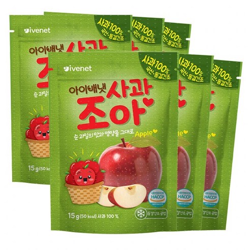 아이배냇 사과조아 100% 과일칩 떡뻥 아기과자, 6세트