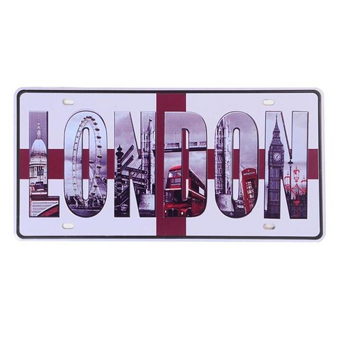 레트로 금속 기호 주석 기호 뉴욕 런던 커피 맥주 바 장식, Londen, {"수건소재":"금속"}