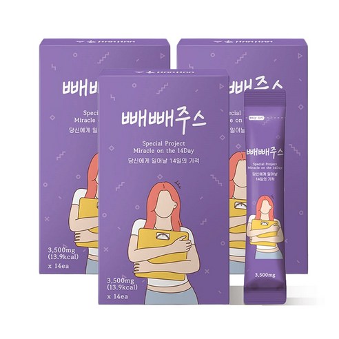 14일의 기적 빼빼주스 클렌즈주스 블루베리맛, 3개, 49g