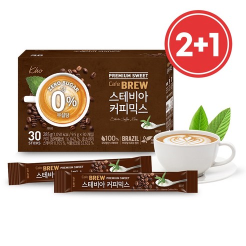 프리미엄 스위트 카페브루 스테비아 커피믹스 당류0 당뇨 30개입 1+1 총60개입, 2개, 9.5g