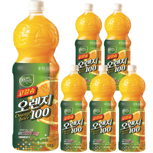 자연은 고칼슘 오렌지 페트, 1.5L, 6개