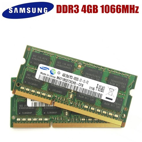 [해외]SAMSUNG 8GB 2pcsX4GB 2Rx8 PC3-8500S DDR3 1066Mhz 노트북 메모리 4G PC3 8500S 1066MHZ 노트북 모듈 SODIMM, 4GB 1066MHzX2 개, 한개옵션5