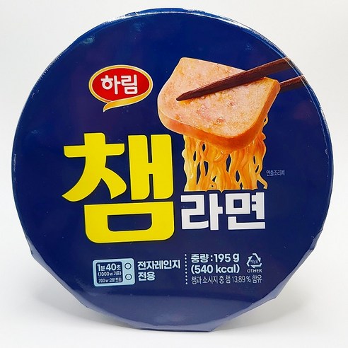 전자레인지  하림 챔라면 큰컵 (전자레인지전용), 12개