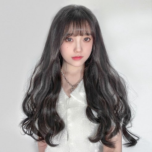 뿌이뿌이가발 아이롱 웨이브 10피스 붙임머리 부분가발 똑딱이 여자 긴머리 펌 헤어, 다크브라운