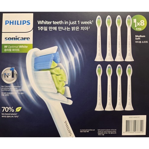 필립스 실속형 소닉케어 칫솔모 옵티멀 화이트, HX6068/67, 8개