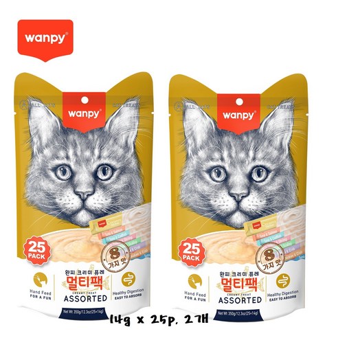 완피 크리미 퓨레 고양이 츄르 25P 대용량, 1개, 350g, 치킨 14gx25p 10 완피 크리미 퓨레 25p 짜먹는 고양이 츄르 간식, 2개, 14g, 혼합