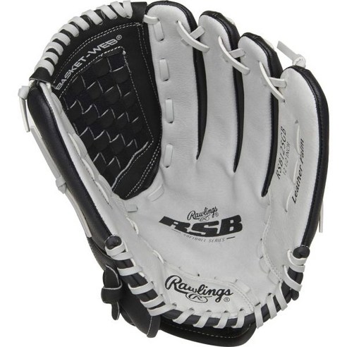 롤링스 야구글러브 RSB 슬로우피치 소프트볼 시리즈 다양한 스타일, 12.5 inch - Basket Web, Right Hand Throw, Black/gray, 1개