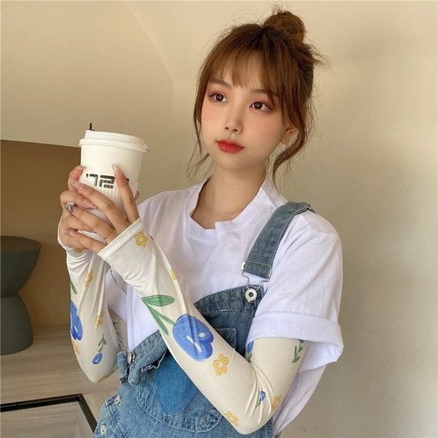 DFMEI 아이스 슬리브 선 스크린 핸드 슬리브 암가드 여성용 슬리브 얇은 아이스 실크 여름 인, DFMEI파란색튤립노란색