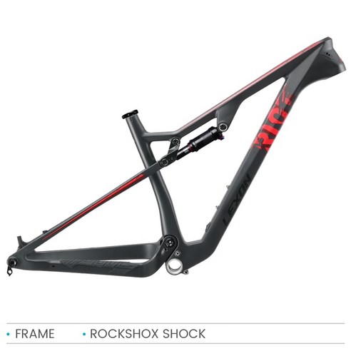 자전거 프레임 초경량 2022 LEXON-RIOT 산악 자전거 프레임 XC 카본 풀 서스펜션 29 부스트 Rockshox Dnm, 01 RED NO SHOCK_03 19