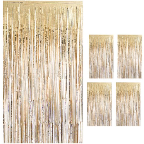 퍼투 컬러풀 파티커튼 100 x 200cm, 5개입, 샴페인 골드